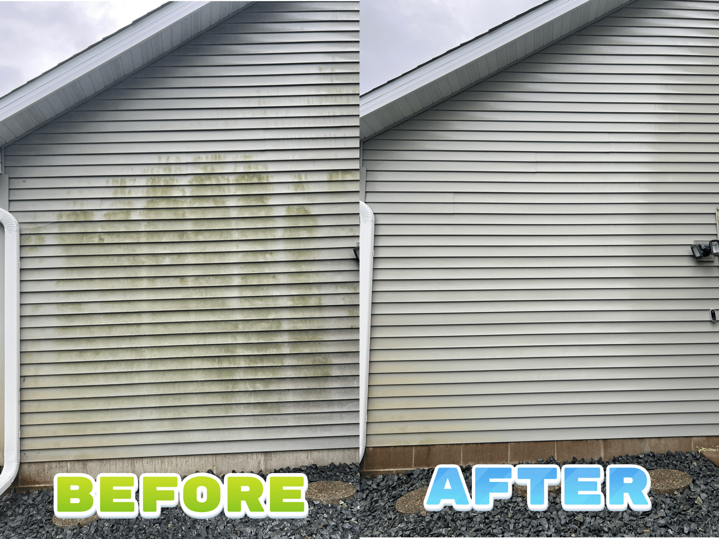 Before and after exterior cleaning project