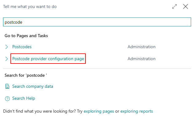 Postcode provider configuration settings