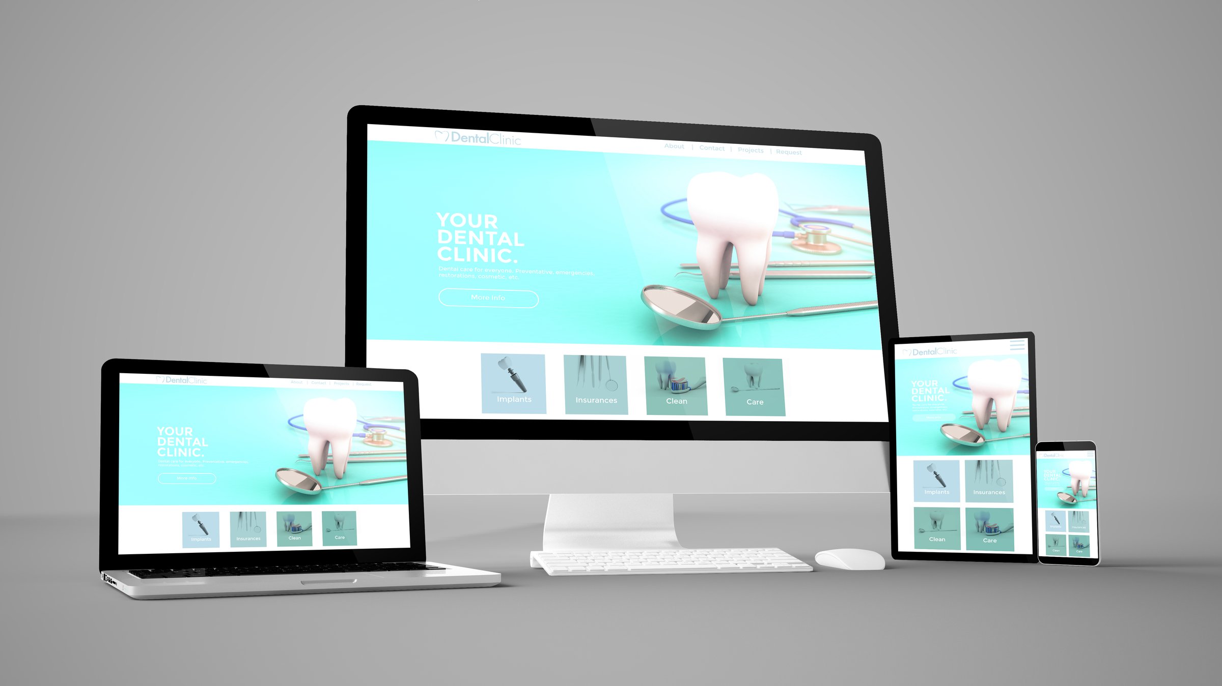 Dental clinic website on desktop and mobile devices