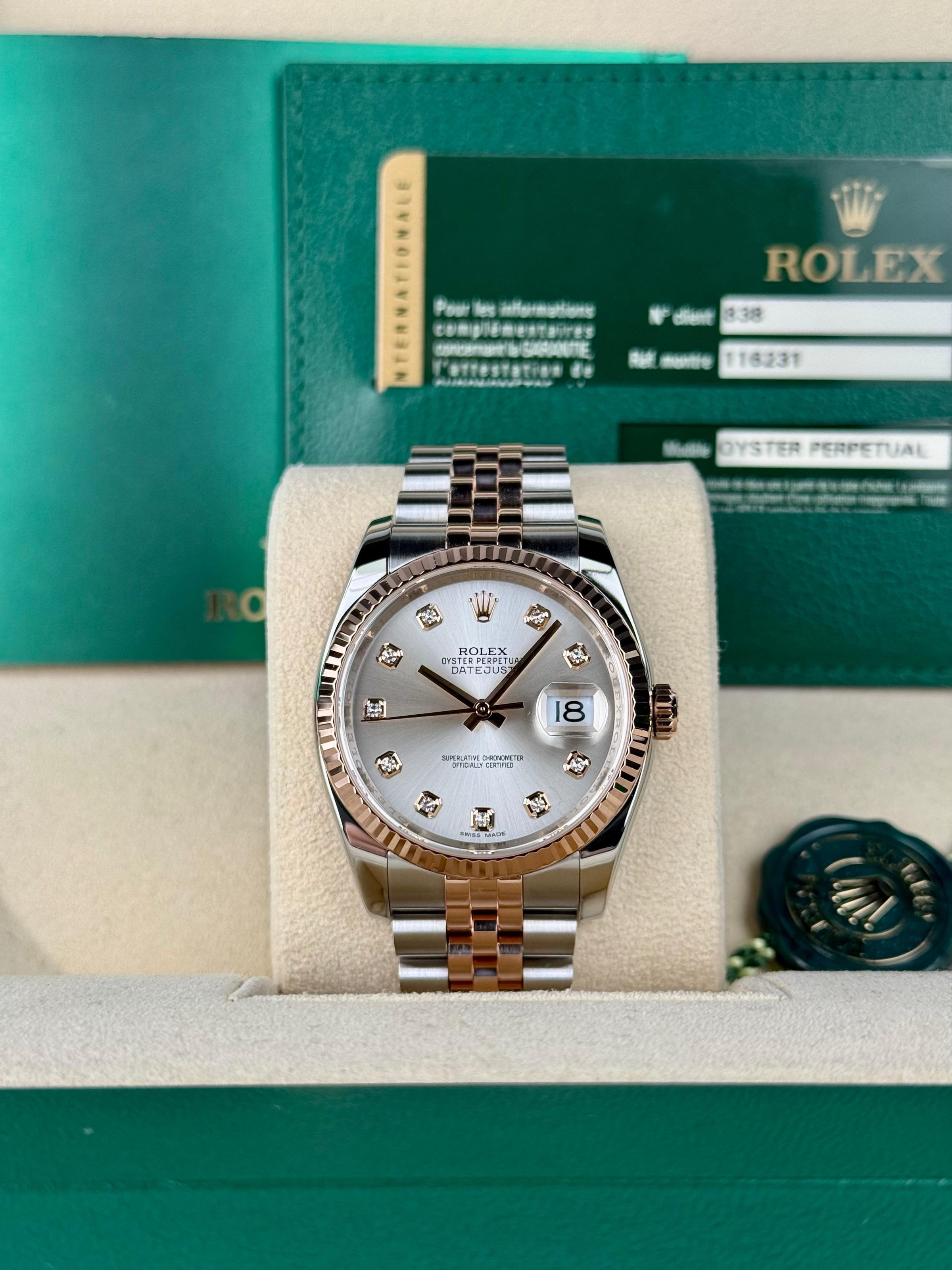 Rolex Datejust 36mm Silver Diamond