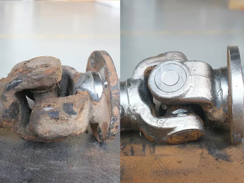 Pulse laser oil cleaning effects before and after