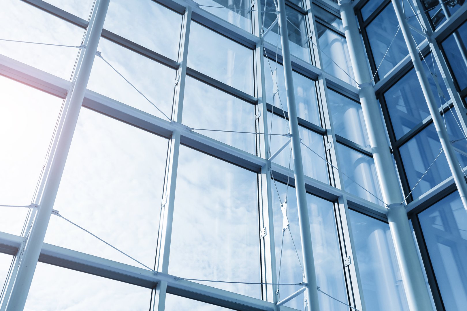 Abstract geometric lines background. Corporate office construction detail. Urban business space.