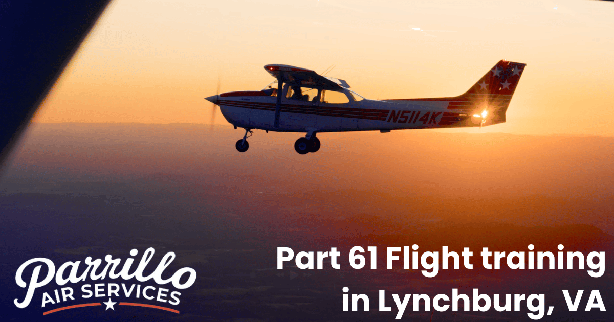 Flight training aircraft at Parrillo Air Services in Lynchburg, Virginia