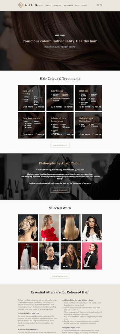 Hair salon website