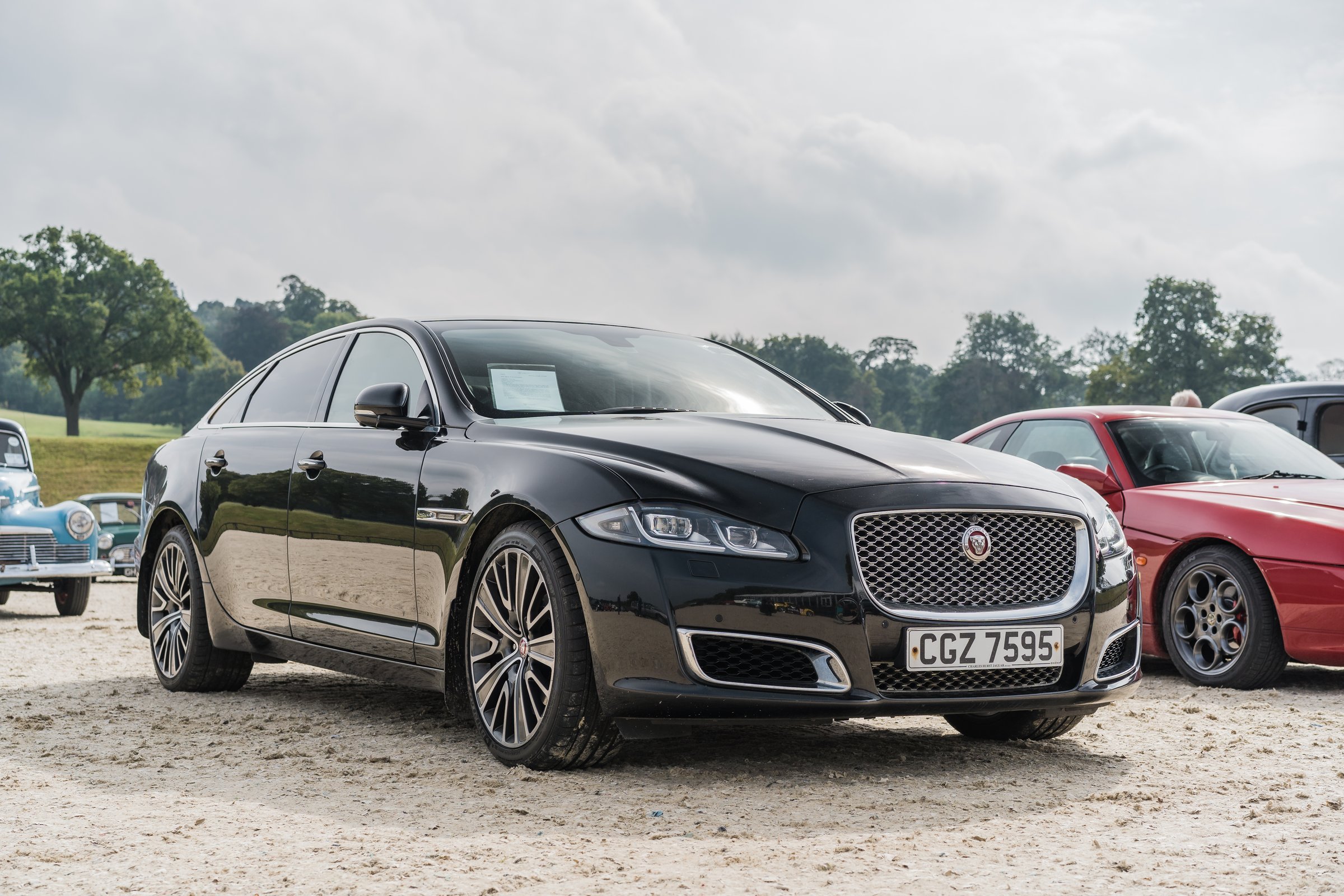 Chester, Cheshire, England, Septemer 27th 2025. A black Jaguar XJ is displayed at the Chester Car Auction.