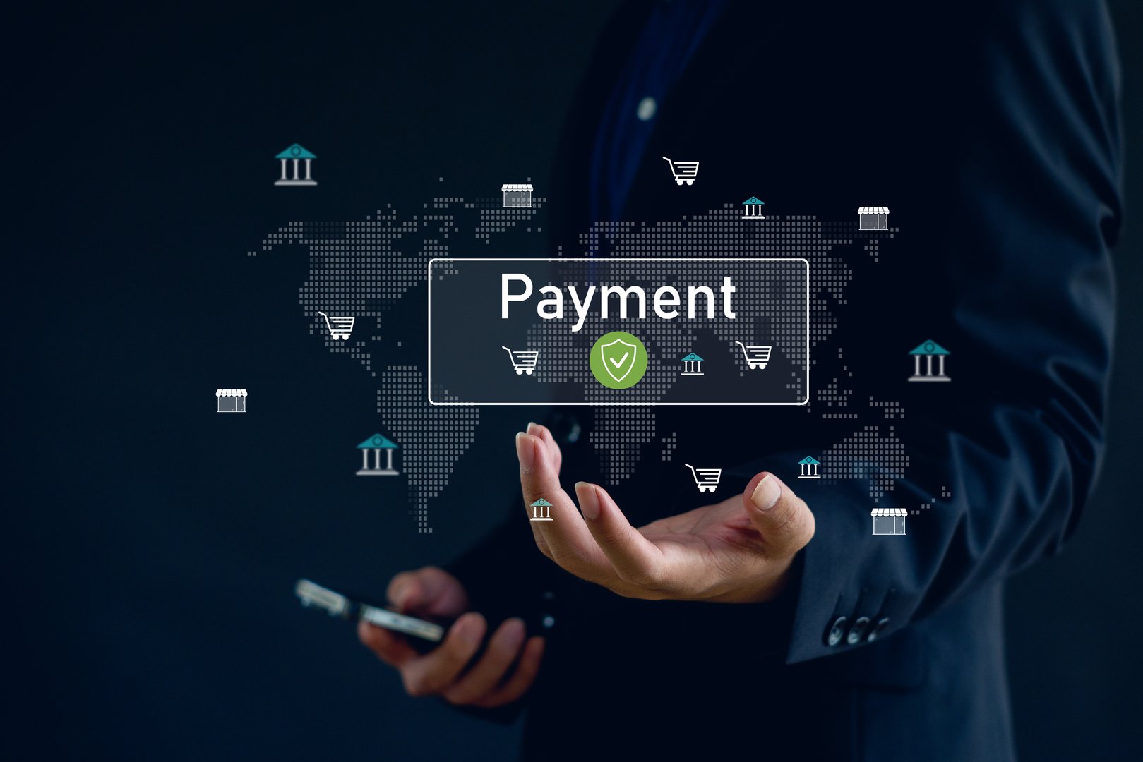 Business person with digital payment icon