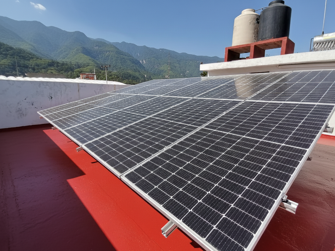 Casa familiar con instalación de paneles solares con sistema de 16 paneles y 4kW de capacidad