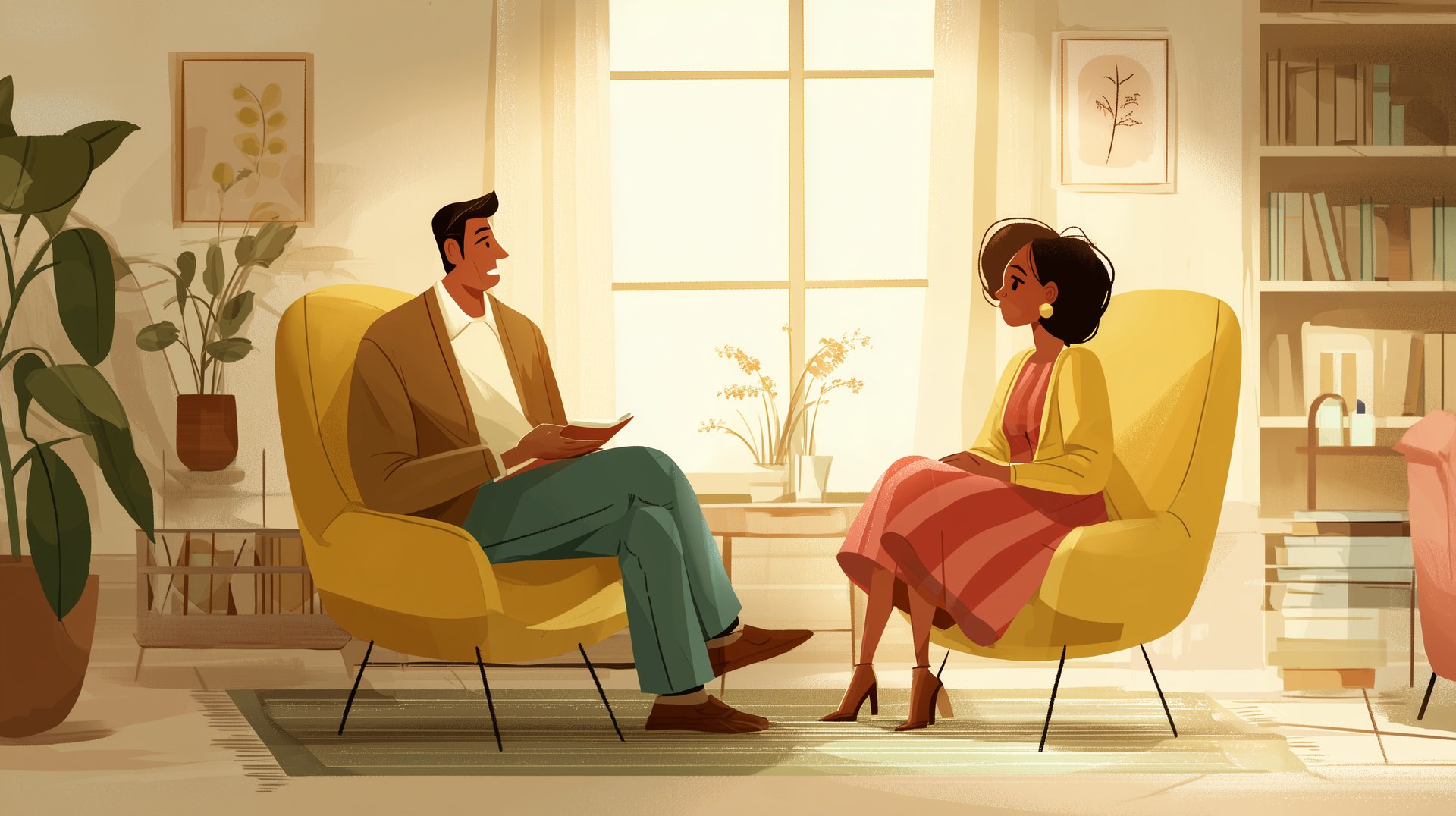 Profesional de salud mental en sesión terapéutica