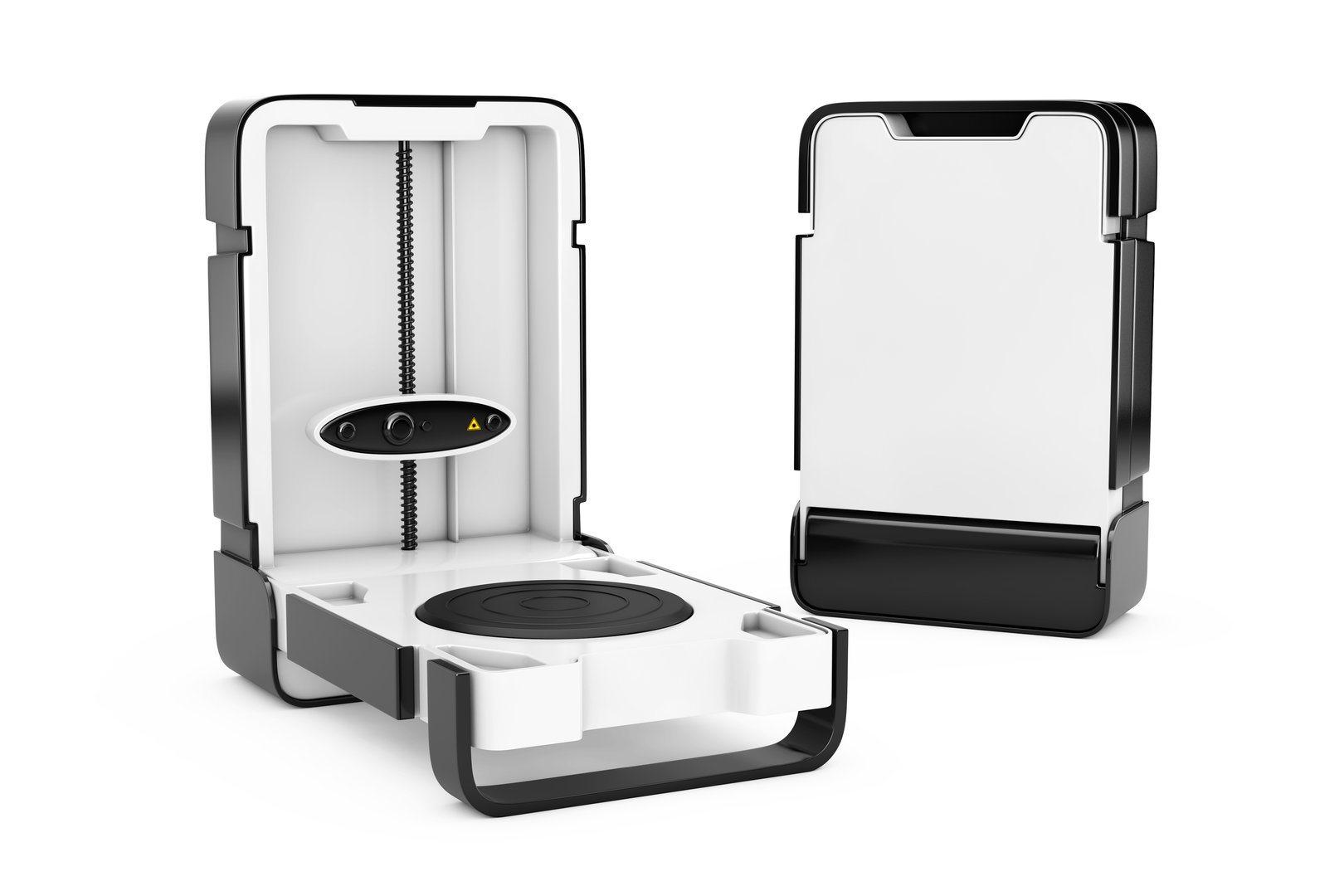 Free Standing Modern Desktop Home 3D Scanner on a white background. 3d Rendering