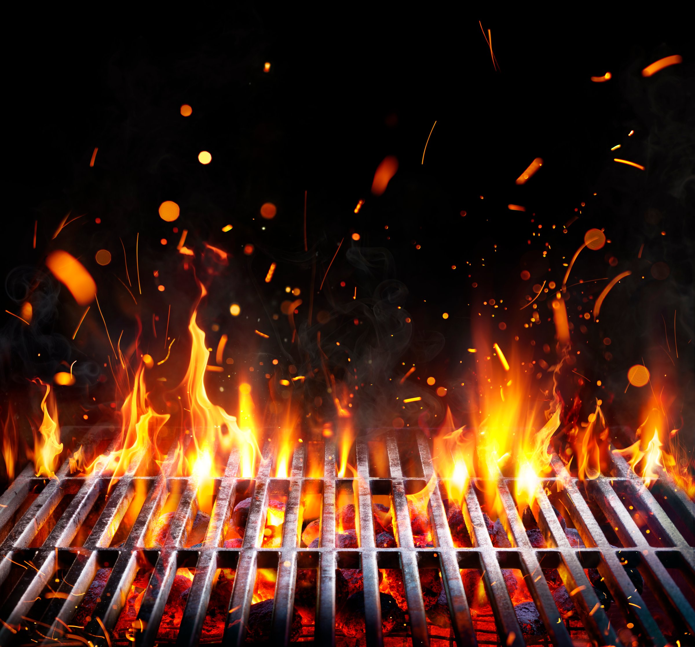 Bbq - Fire Embers With Abstract Particles - Sparks And Flames In Dark