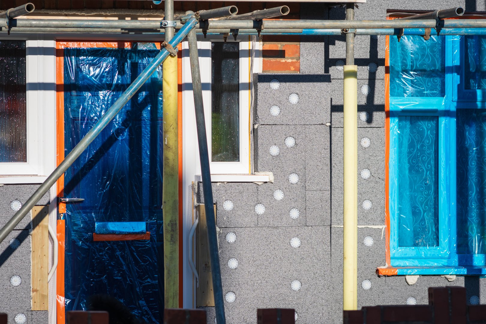 External wall insulation panels installed on house in england uk.