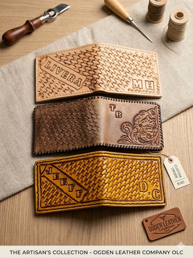 Handcrafted leather wallets by Ogden Leather Company