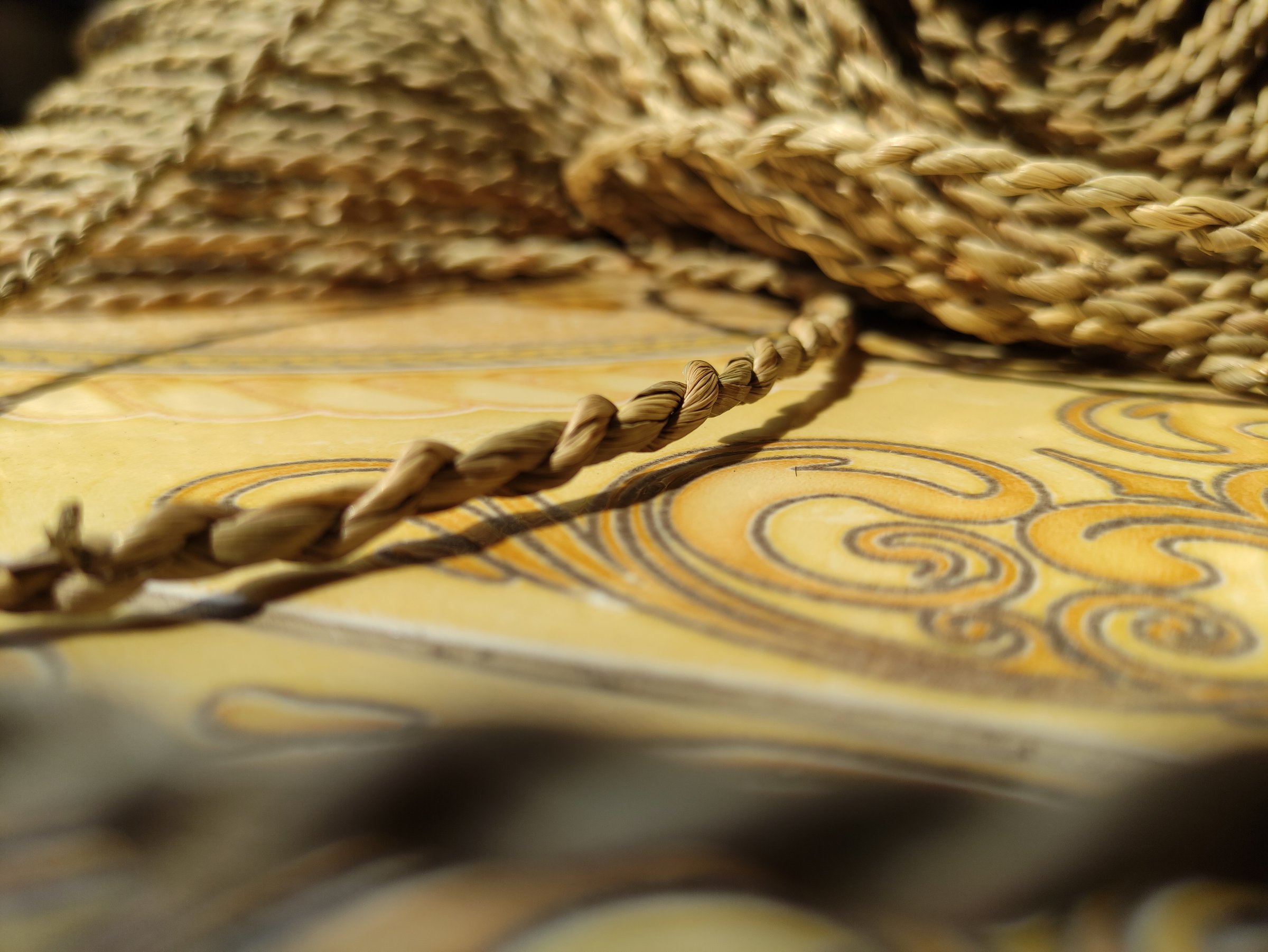 close up of natural rope made of leaves