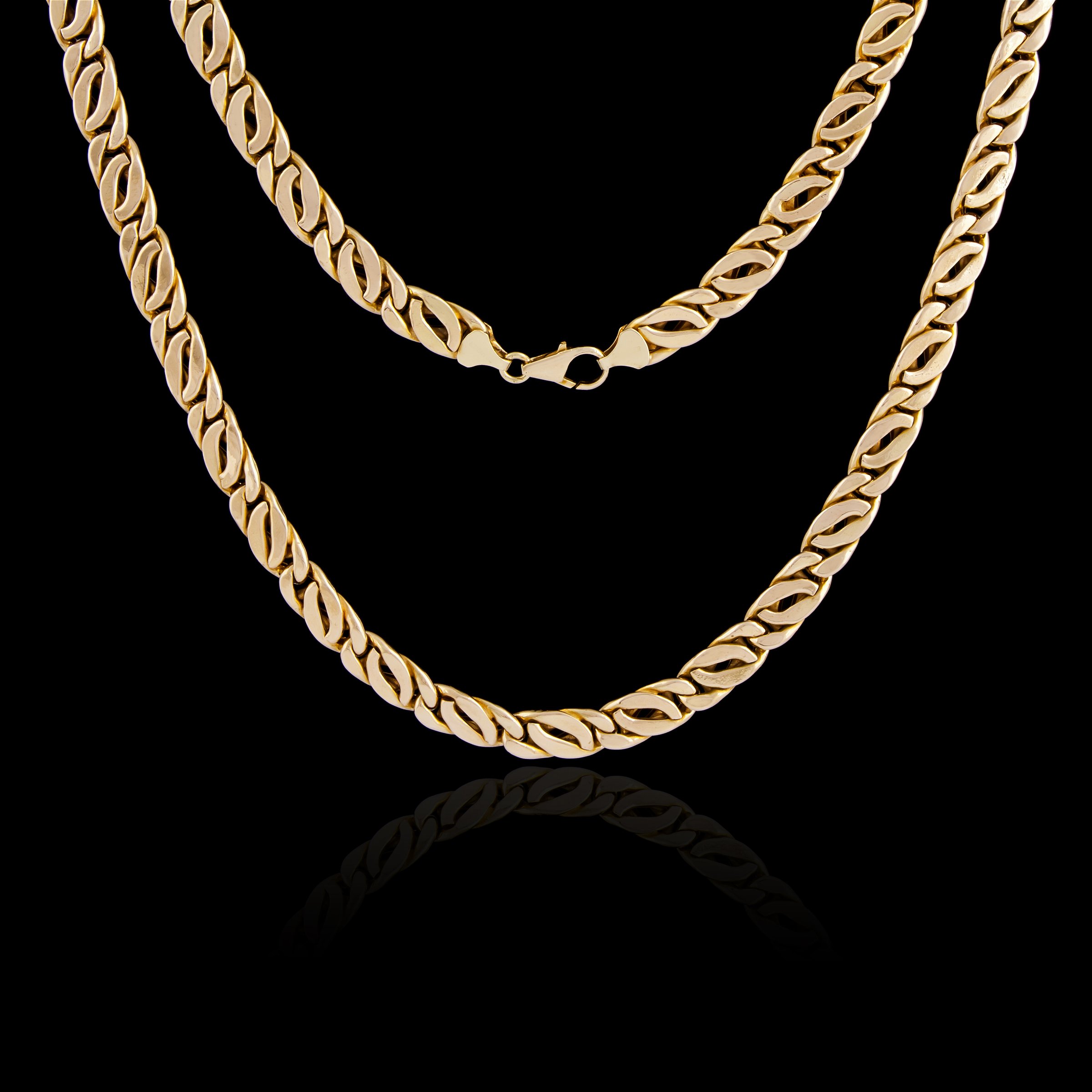 Golden chain isolated on black background