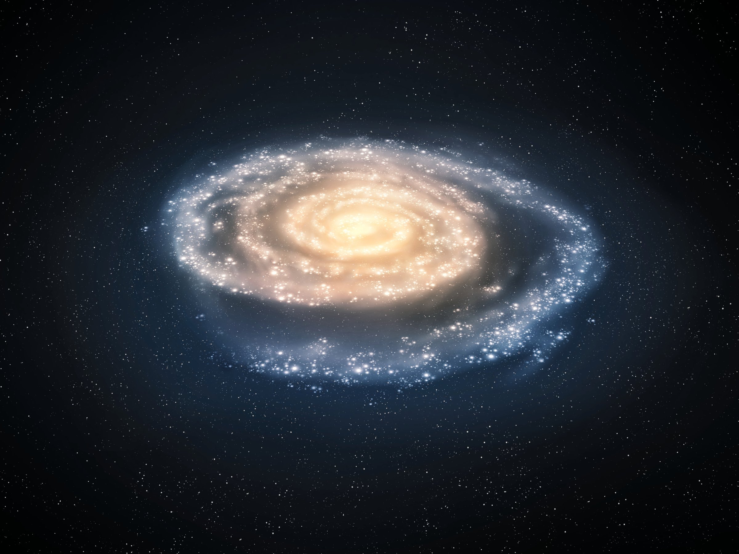 Whirlpool Galaxy in space. Spiral galaxy with a core and arms on a black background. Universe with stars and nebulae.