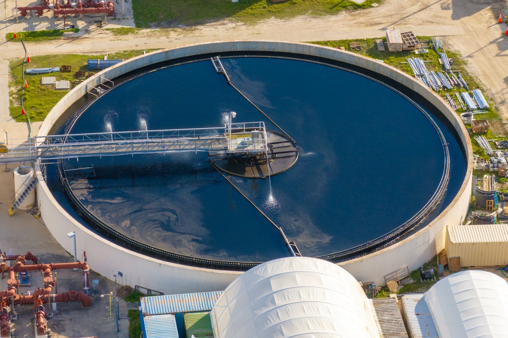 Sewage treatment plant for waste water purification.