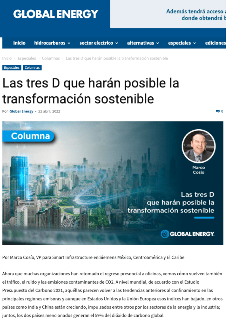 Las tres D que harán posible la transformación sostenible - Global Energy