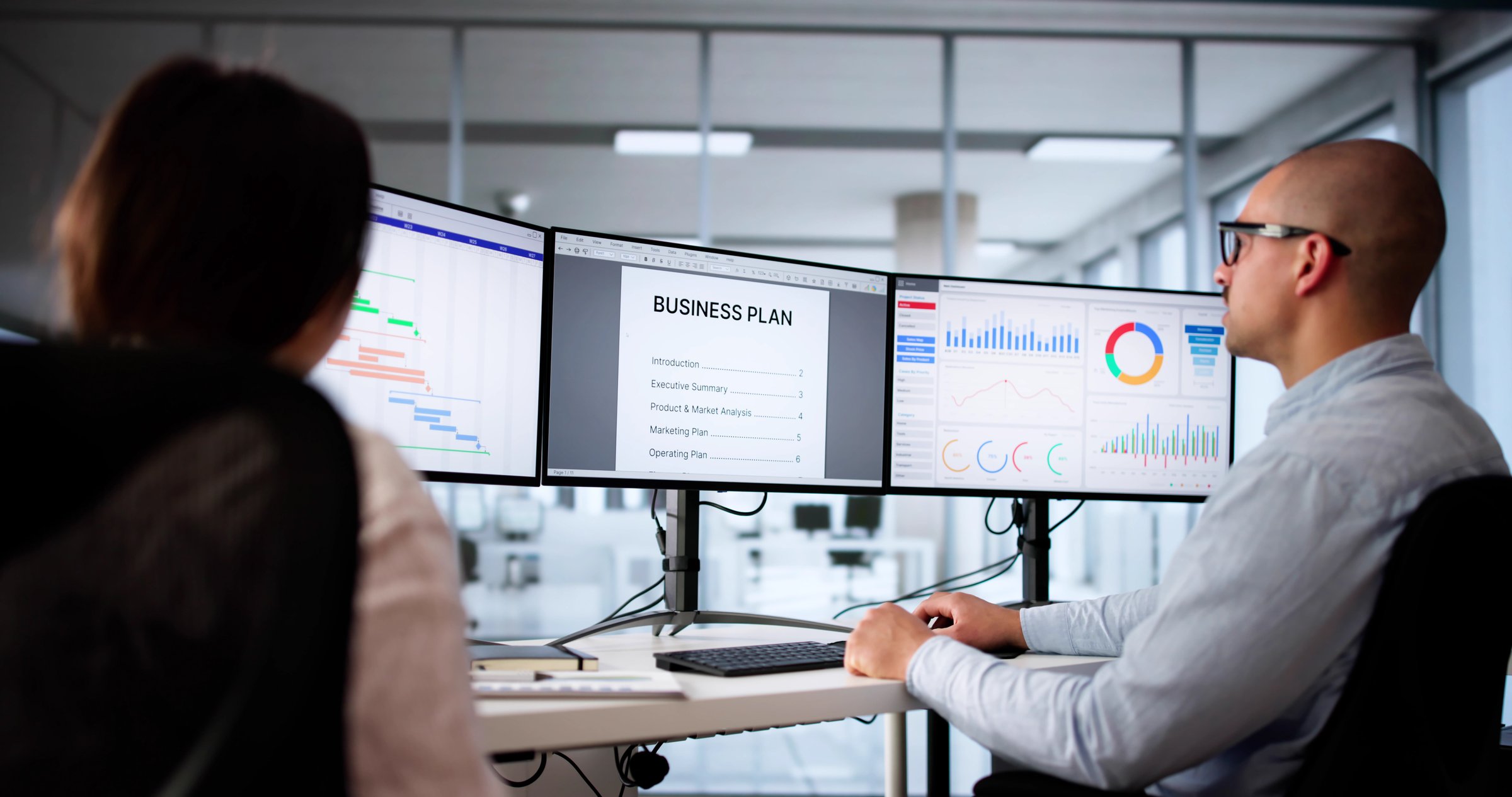 Creating A New Business Plan Document On The Computer Screen. The Entrepreneurship Opportunities Are Vast And Exciting