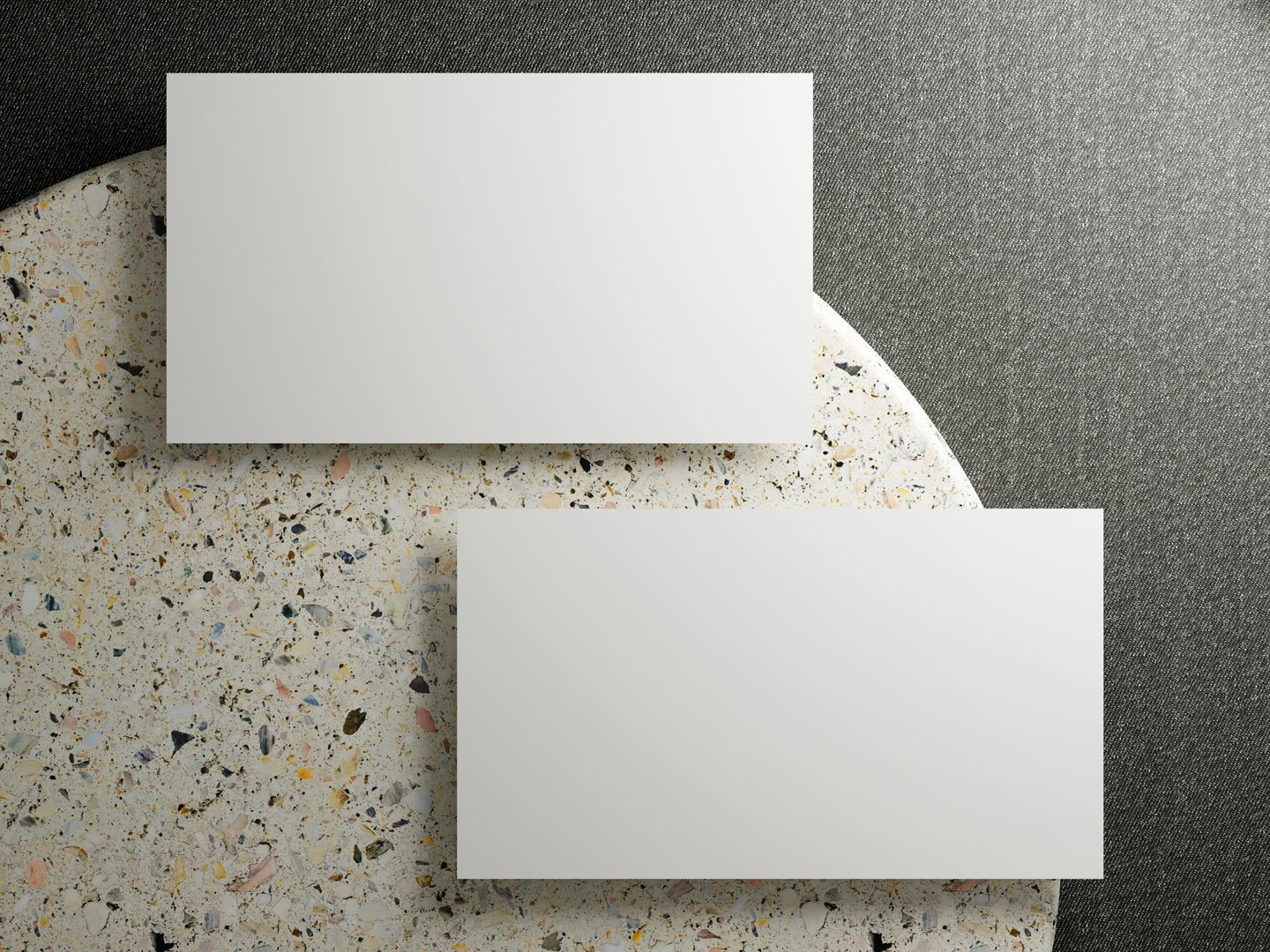 Top view business card mockup