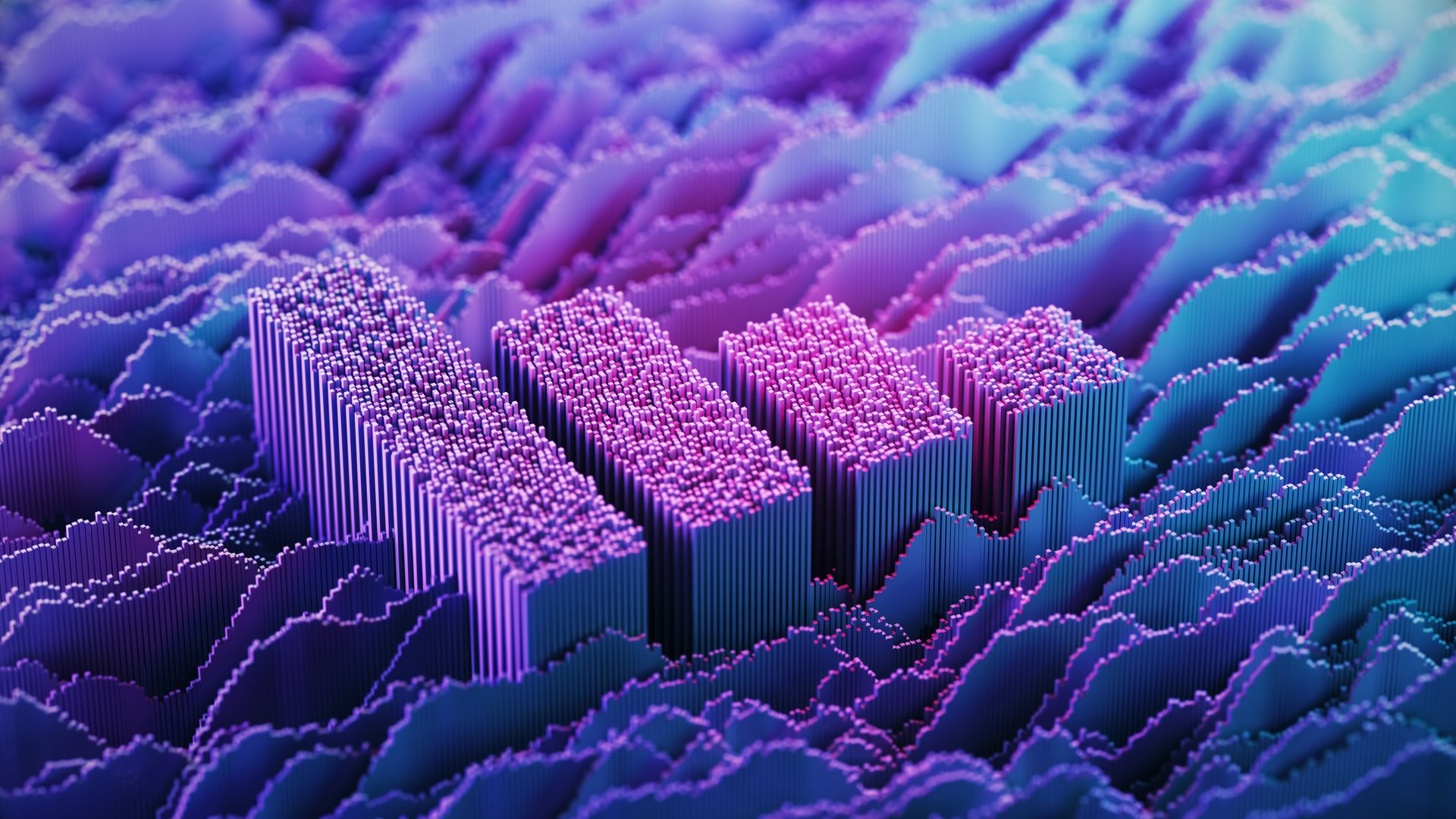 Financial Bar Graph on abstract digital landscape. Financial Technology.
