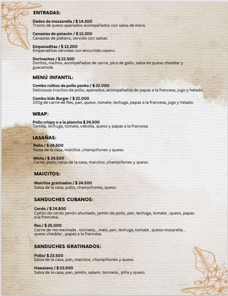 Menú de Postres - Aroma Café