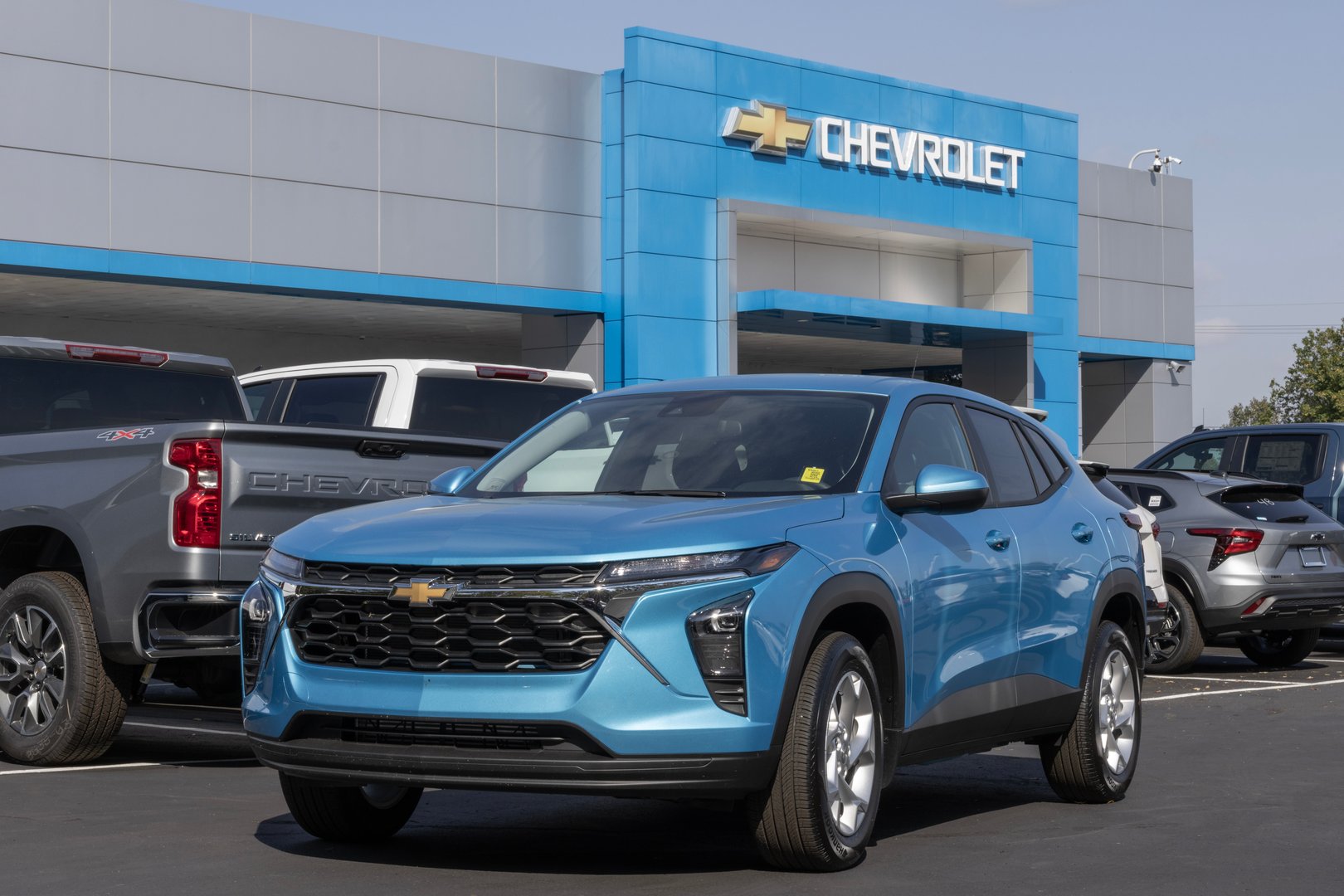Noblesville - October 6, 2024: Chevrolet Trax 1LS Compact SUV display. Chevy offers the Trax with a 1.2L Ecotec turbocharged engine. MY:2025