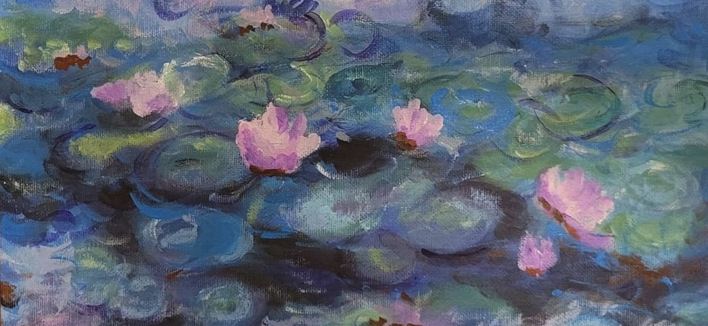 This is my work using acrylic paint to imitate the artistic style of the painter Monet's water lilies.