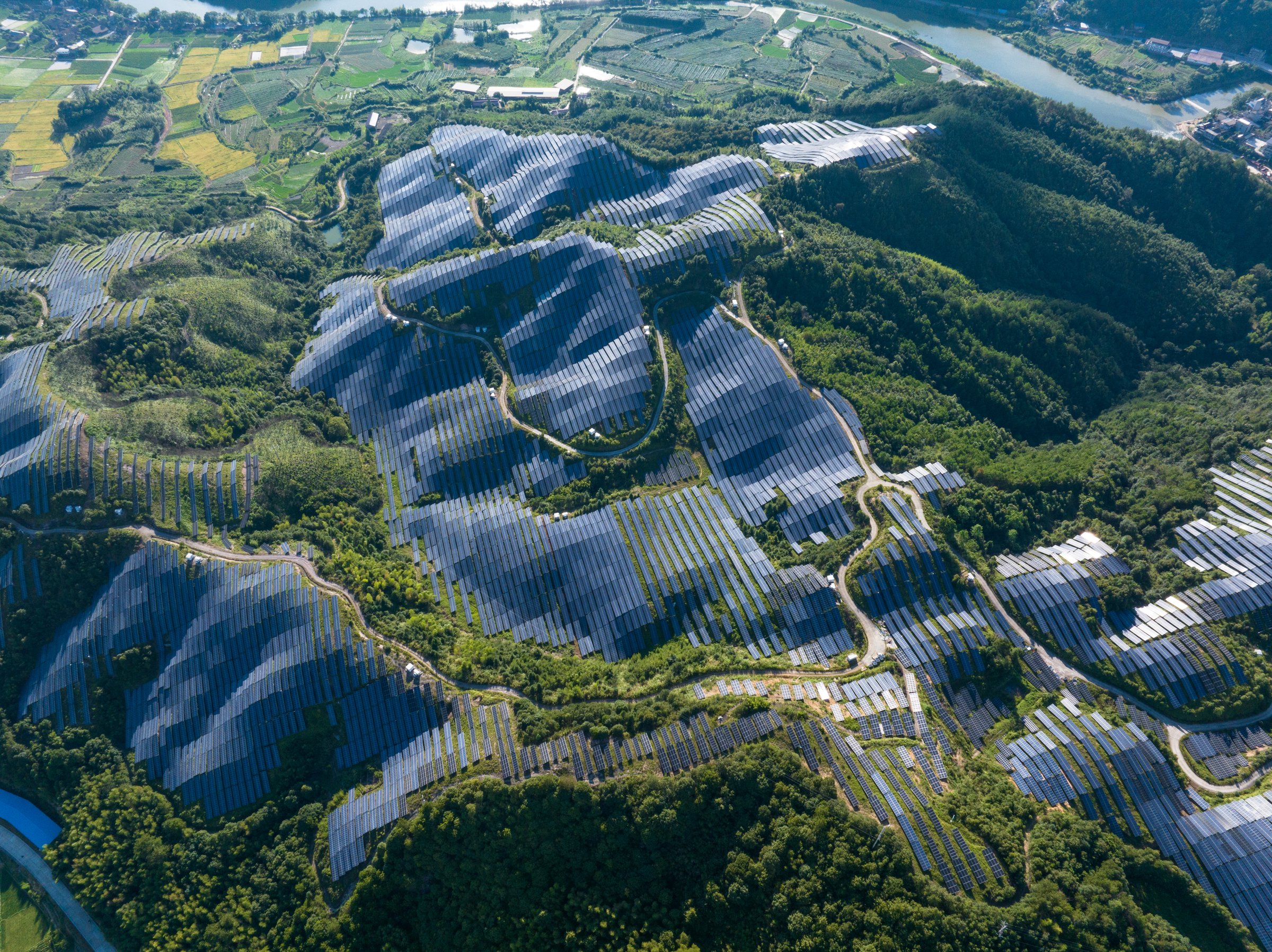 solar power plant on hill