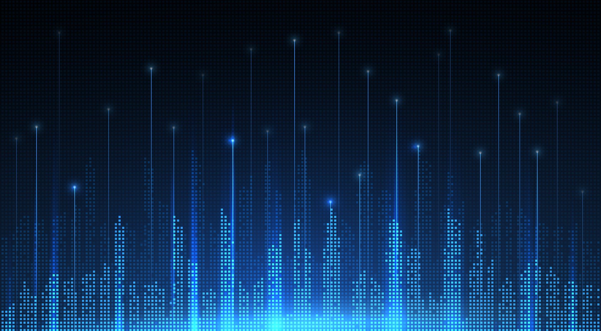 Smart city digital background. Building Technology, Futuristic City Architecture, Blue Skyline, Connection concept, Urban Industry, Tech Construction, Information Data, Infrastructure concept.