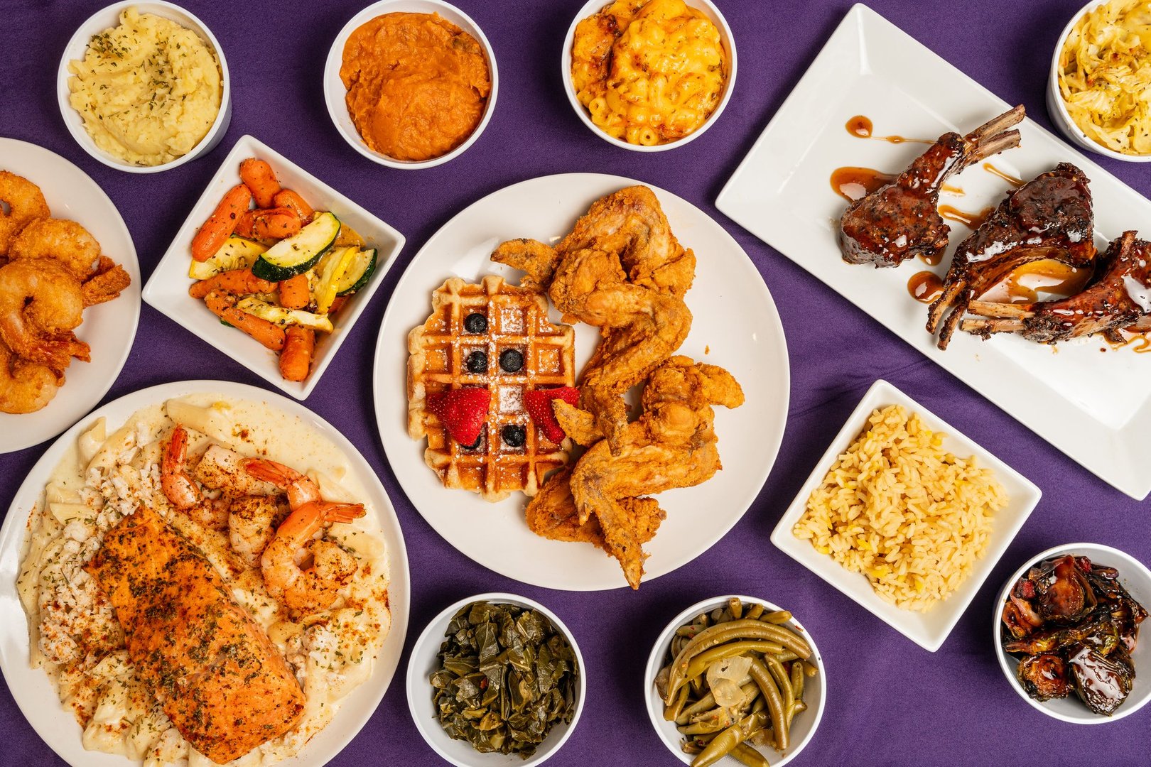 Soul food flat lay composition