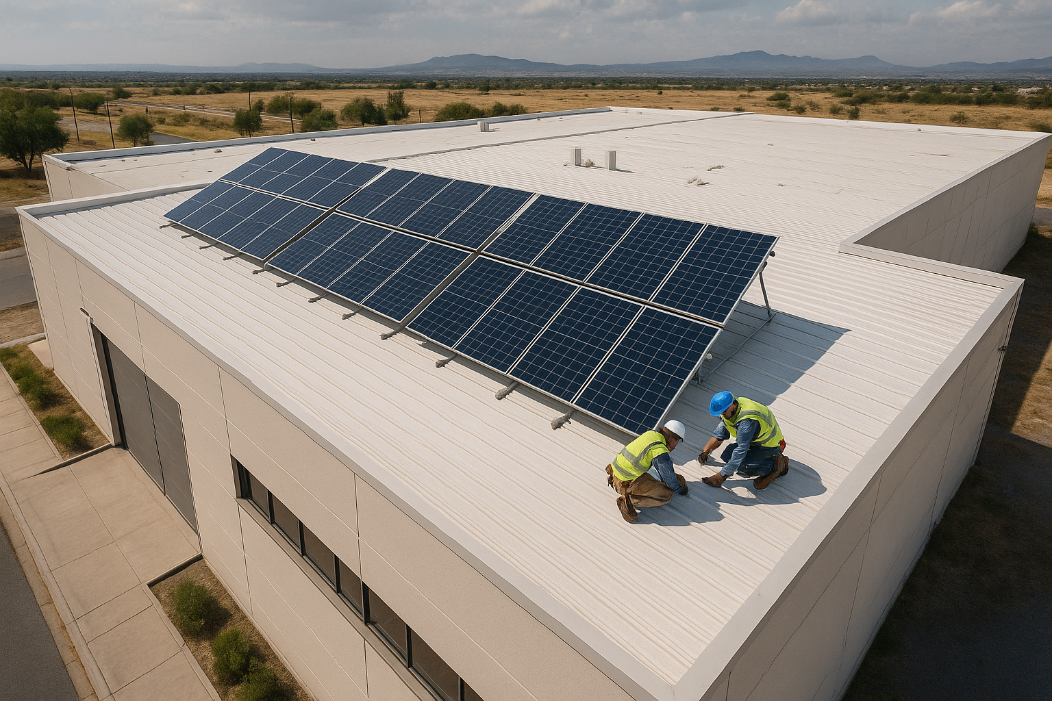 Simulación industrial con paneles solares en San Luis Potosí