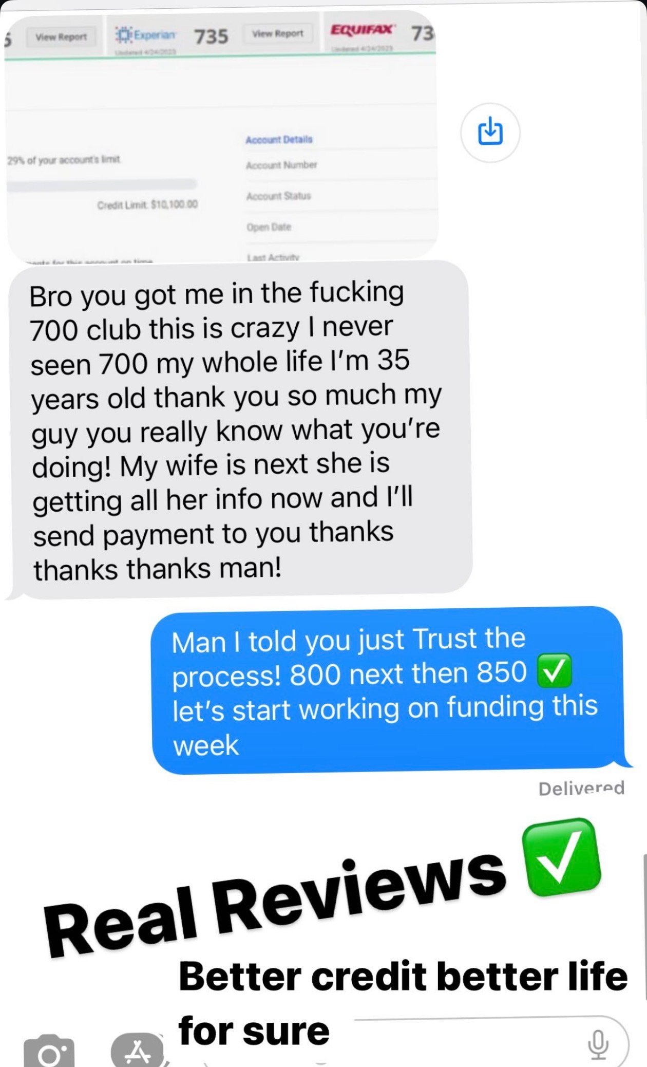 Client testimonial screenshot