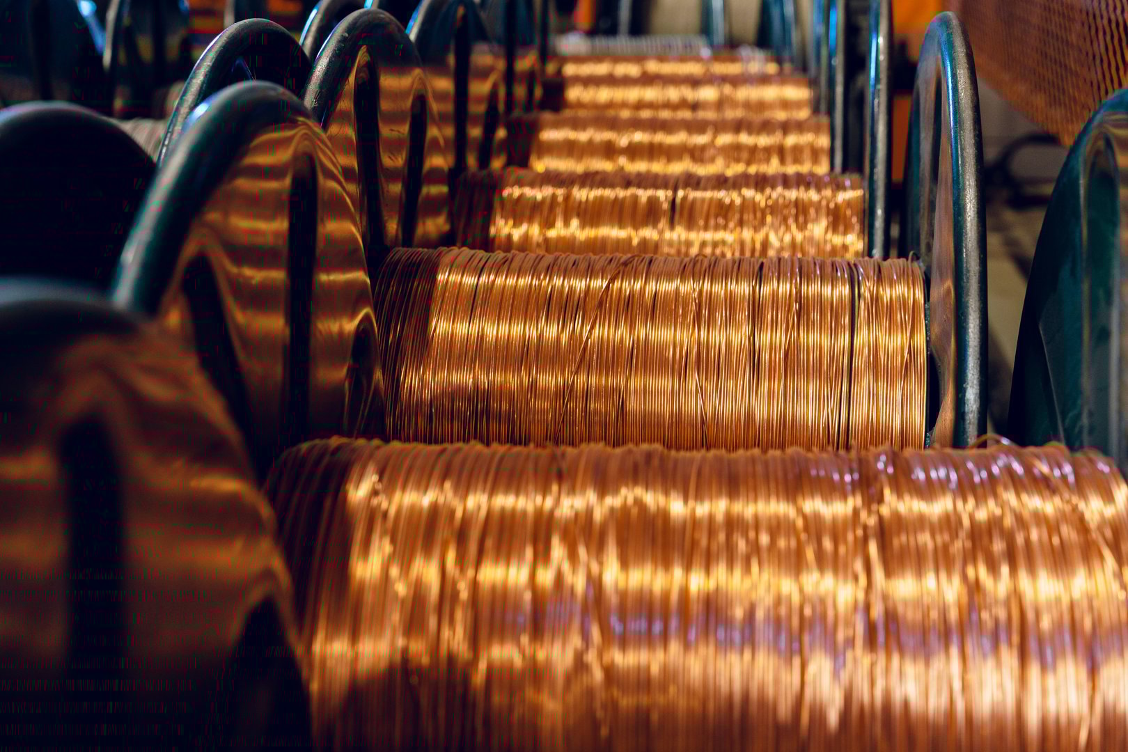 Copper wire in factory reels