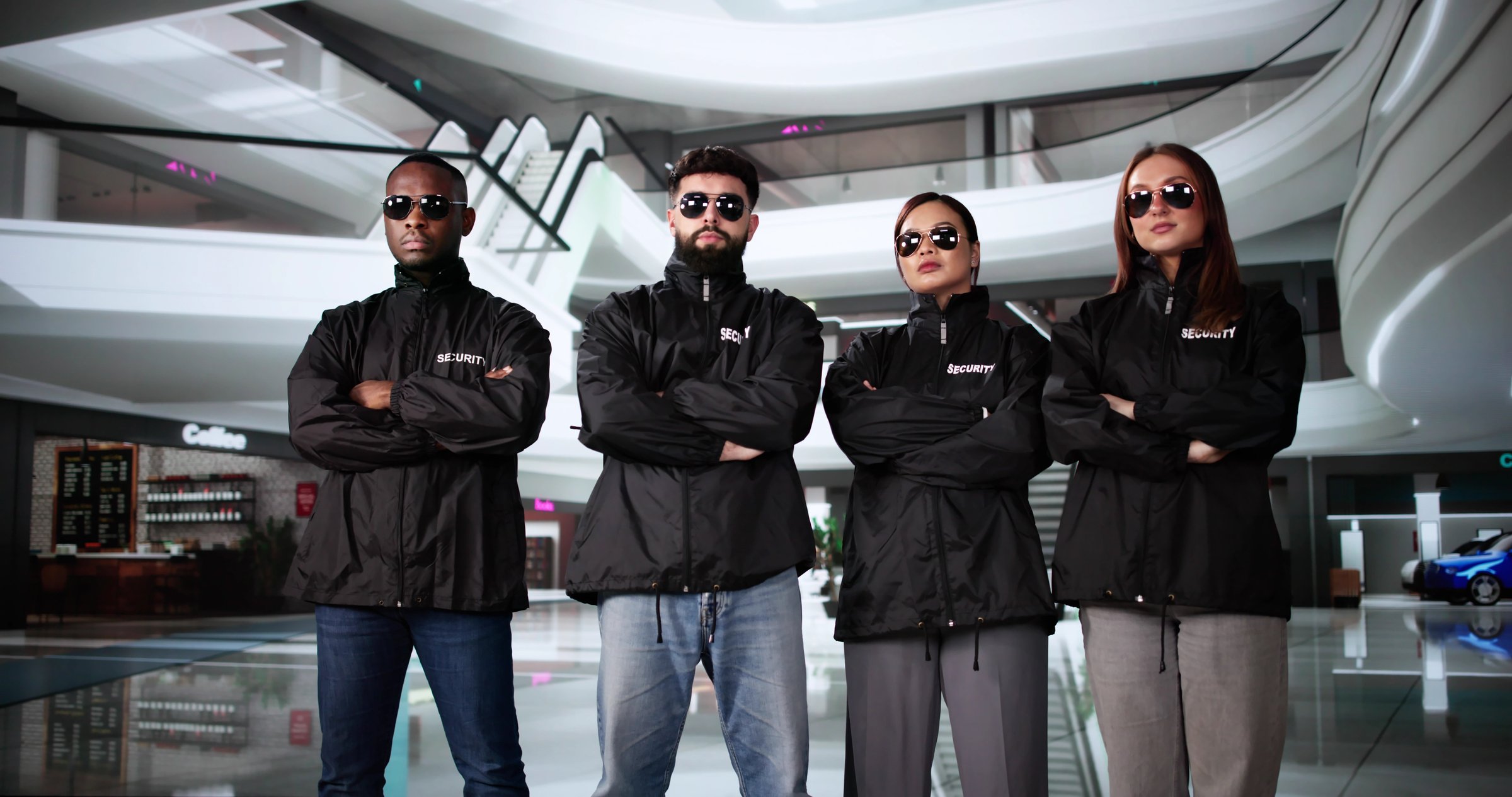 Retail Mall Security Guard Team Standing