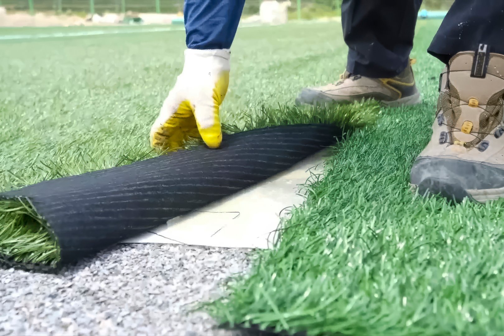 Artificial turf synthetic grass installation