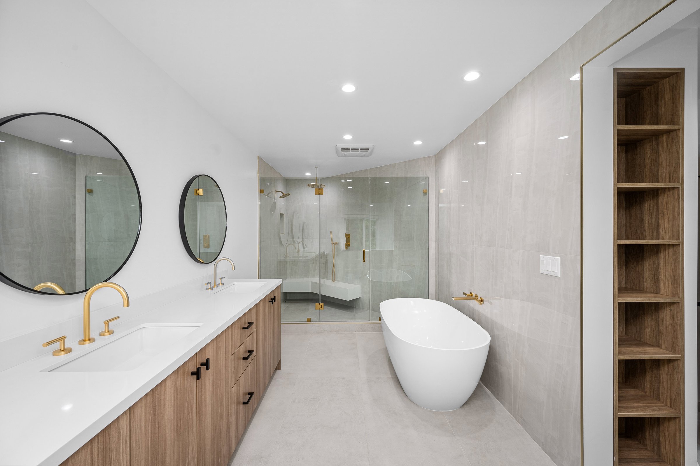 A contemporary bathroom in a remodeled Los Angeles residence