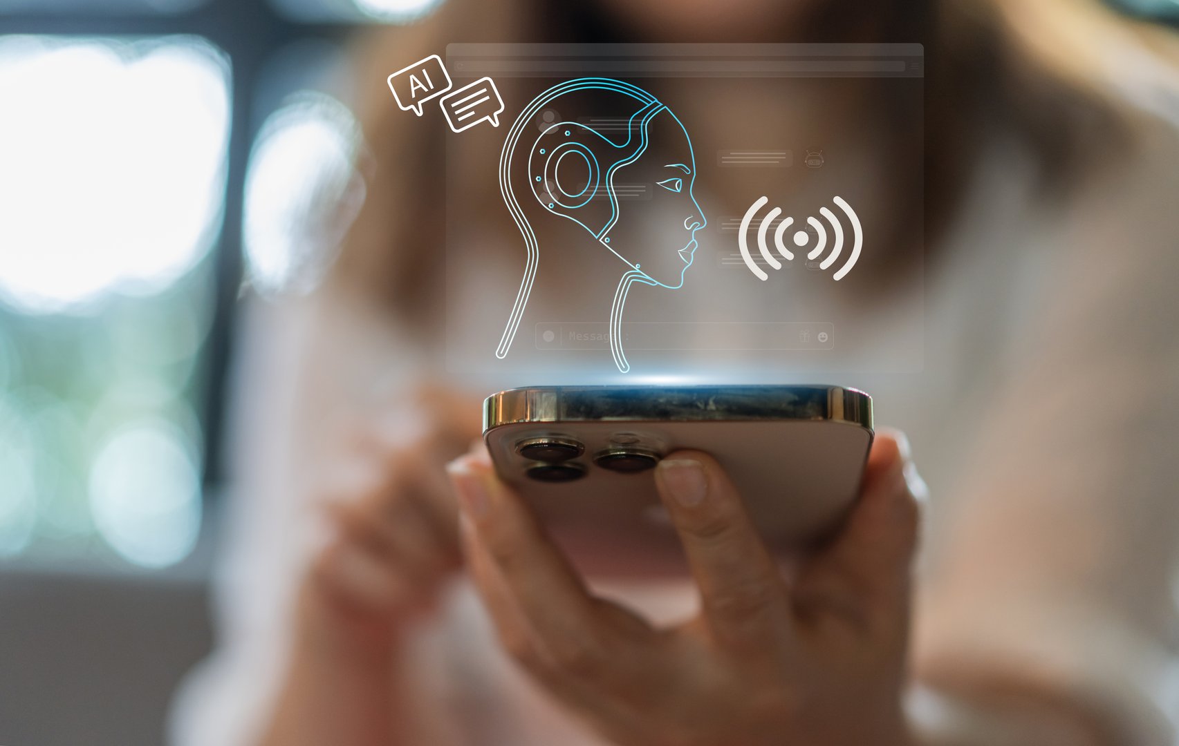 Ai technology concept with artificial intelligence chatbot and generative smart system, robotic, deep learning network, digital assistant, machine learning, algorithm, innovation and data processing