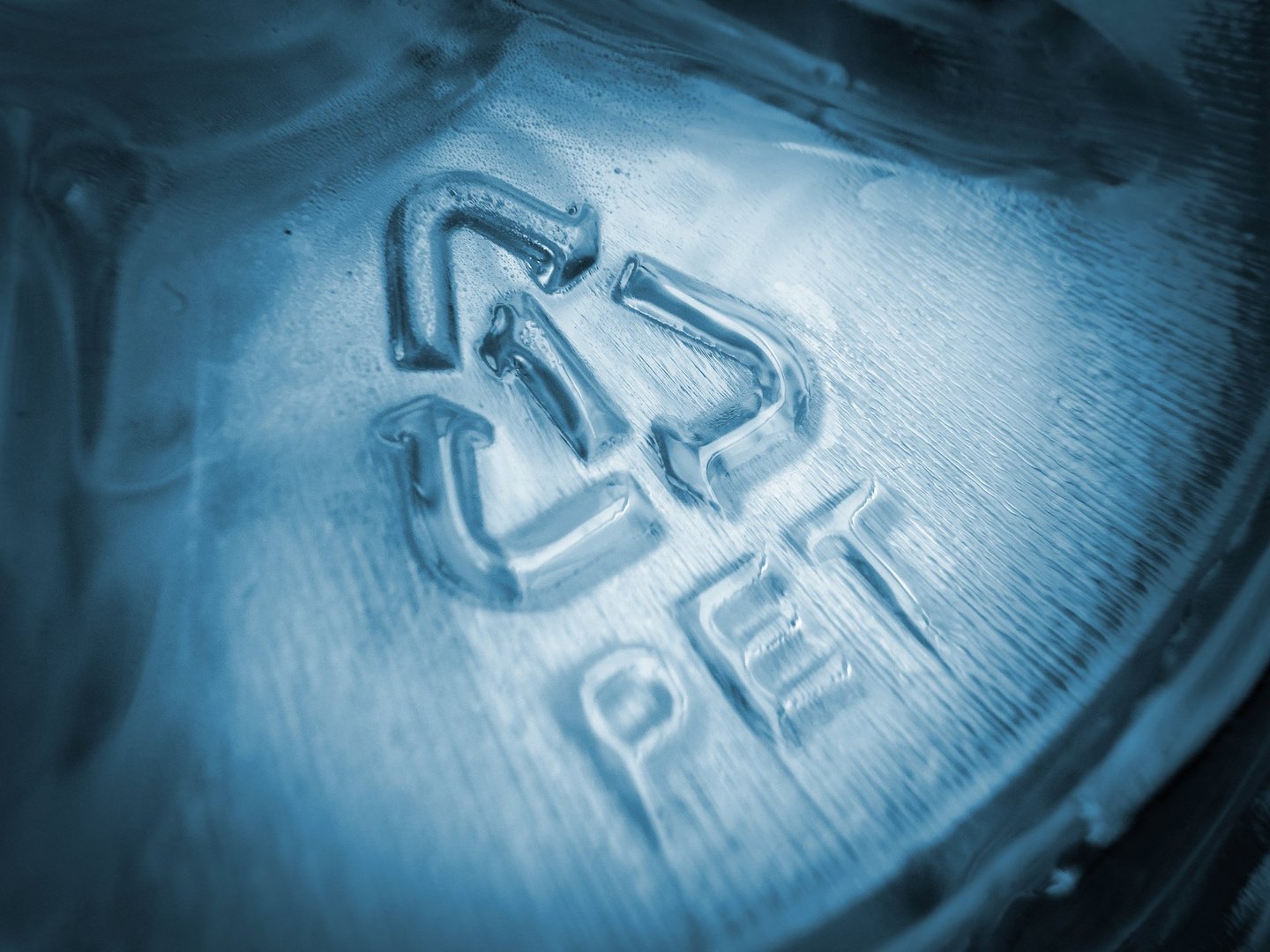 Close-up of plastic recycling symbol number 1 PET