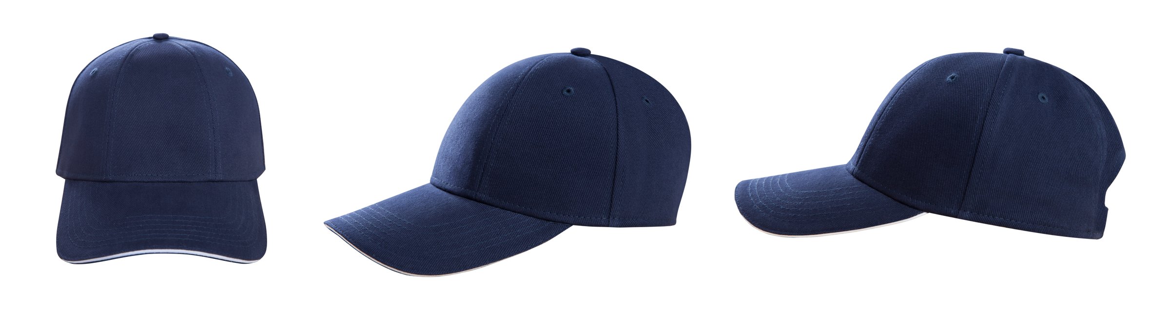 Baseball cap mockup isolated on white background. Set