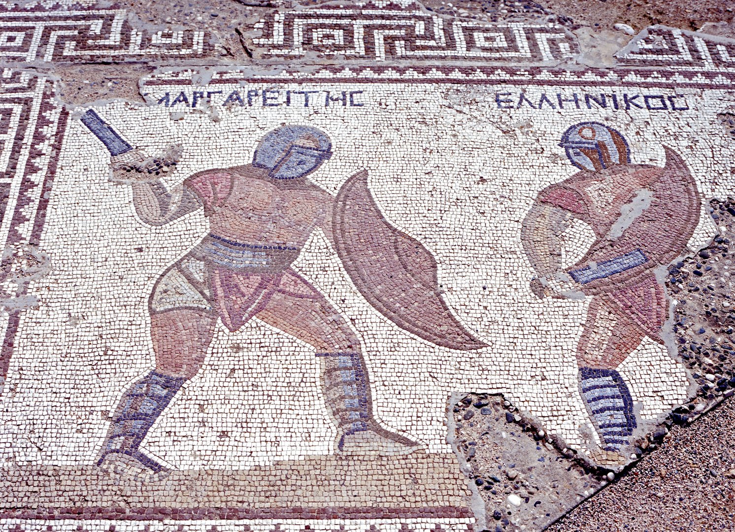 Mosaic of Gladiators in the house of the Gladiators, Kourion (Near Limassol), Cyprus