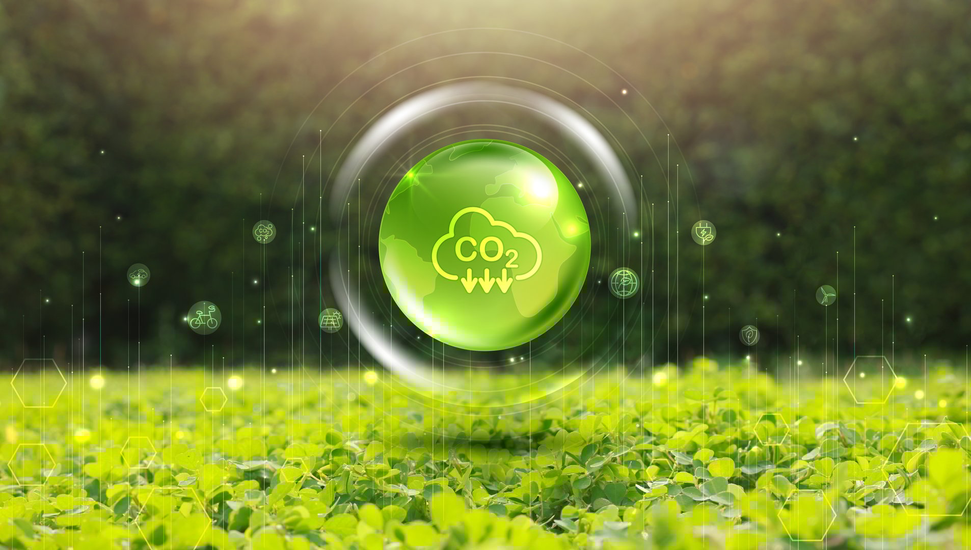 Reduce CO2 or carbon concept in bubbles. CO2 emission using clean energy and limit global warming. save our planet, world environment day, world earth day. sustainable development and green business.