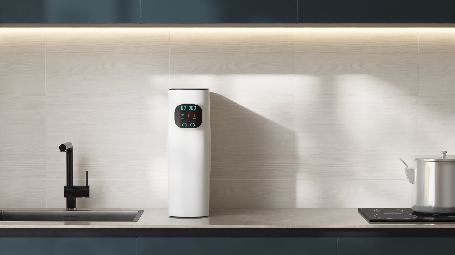 WD516AN water purifier on modern kitchen counter lifestyle setting