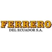 Logo of Ferrero del Ecuador S.A. with the word 'FERRERO' in large, decorative gold letters and smaller text below.