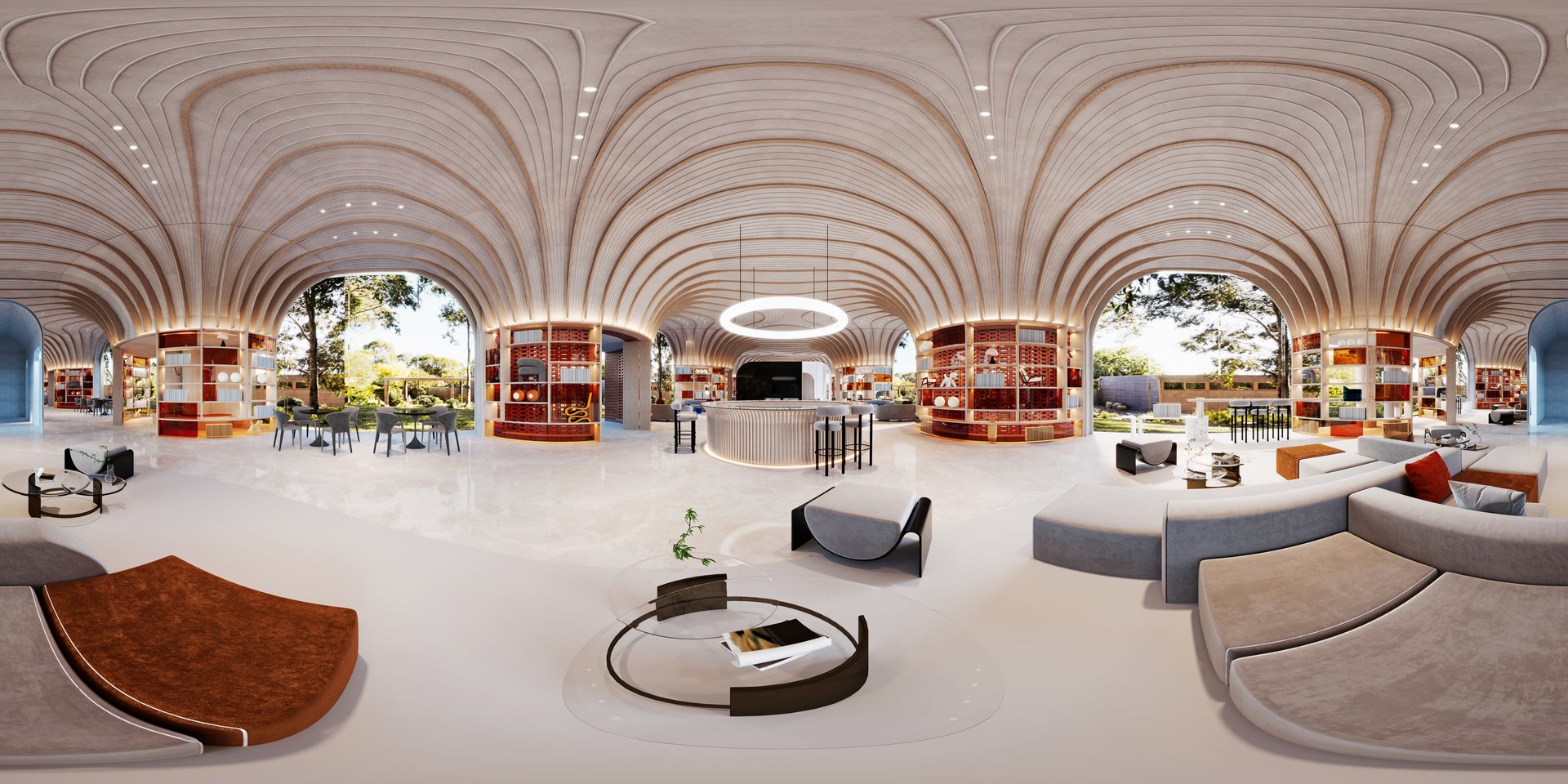 360 degrees of working room, office interior. 3d rendering