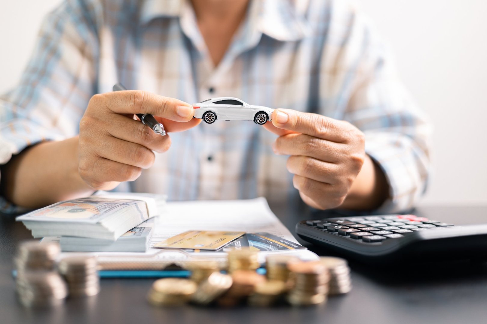 Concept businessman vehicle finance protection