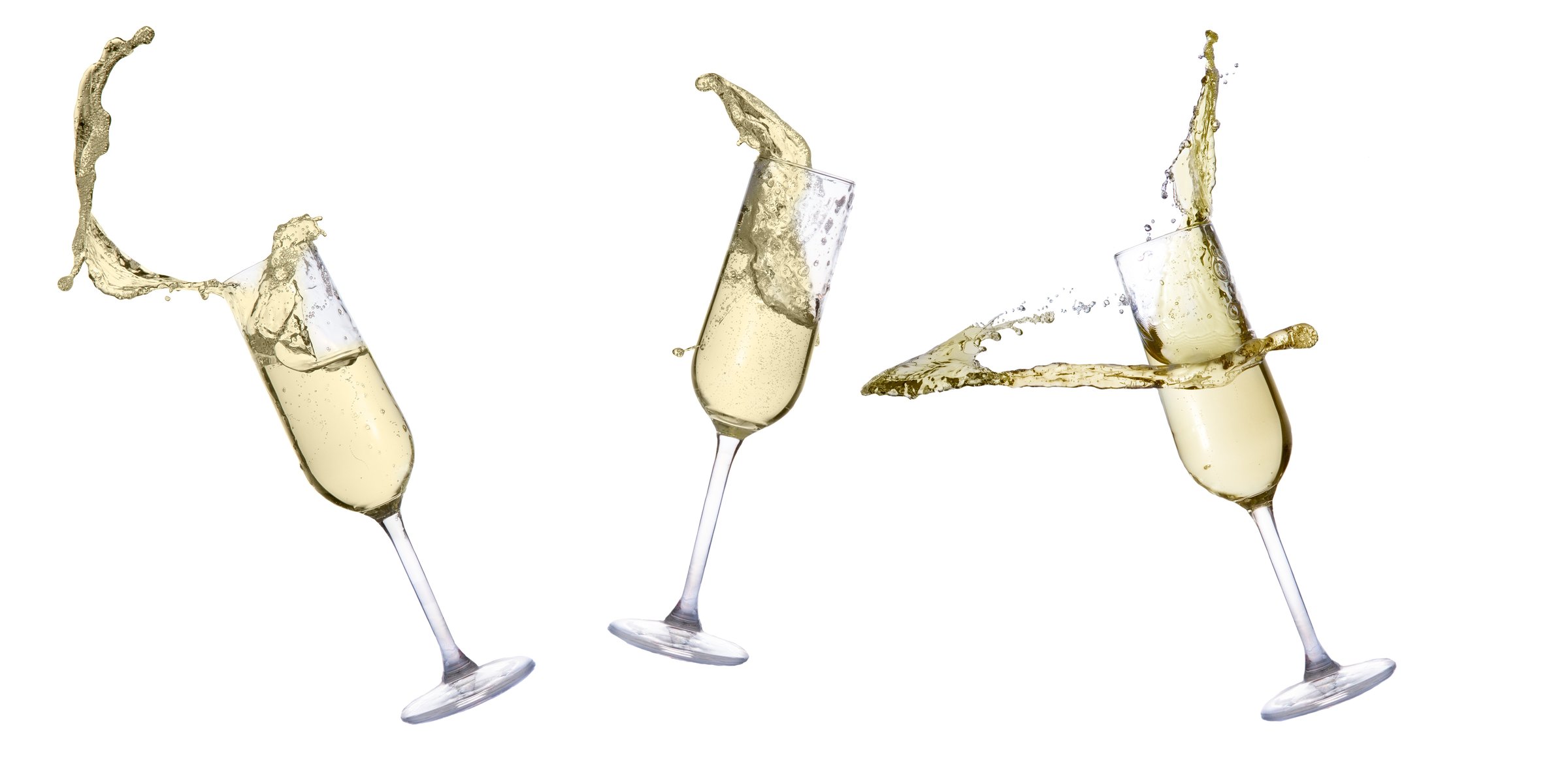 Copa de champagne en fondo blanco