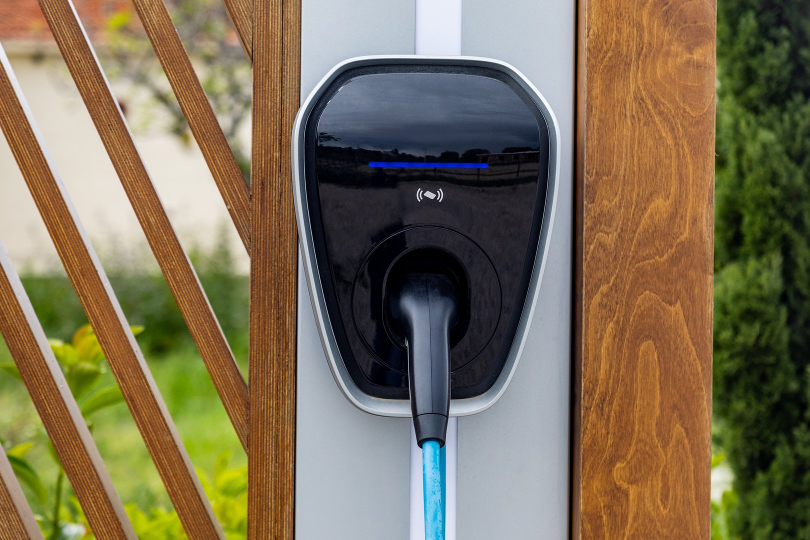 Charging station for electric cars. Wall-Mounted EV Charging Station