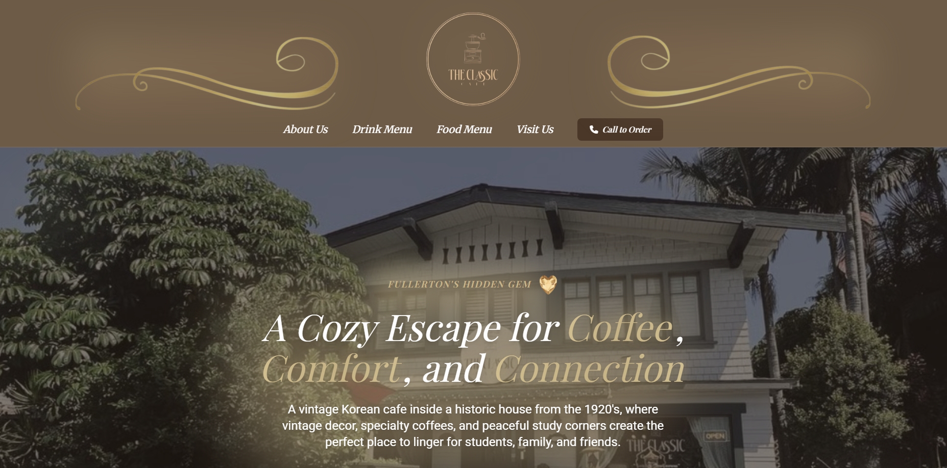 The Classic Cafe website design