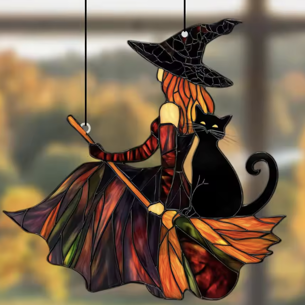 Witch & Black Cat Window Decoration