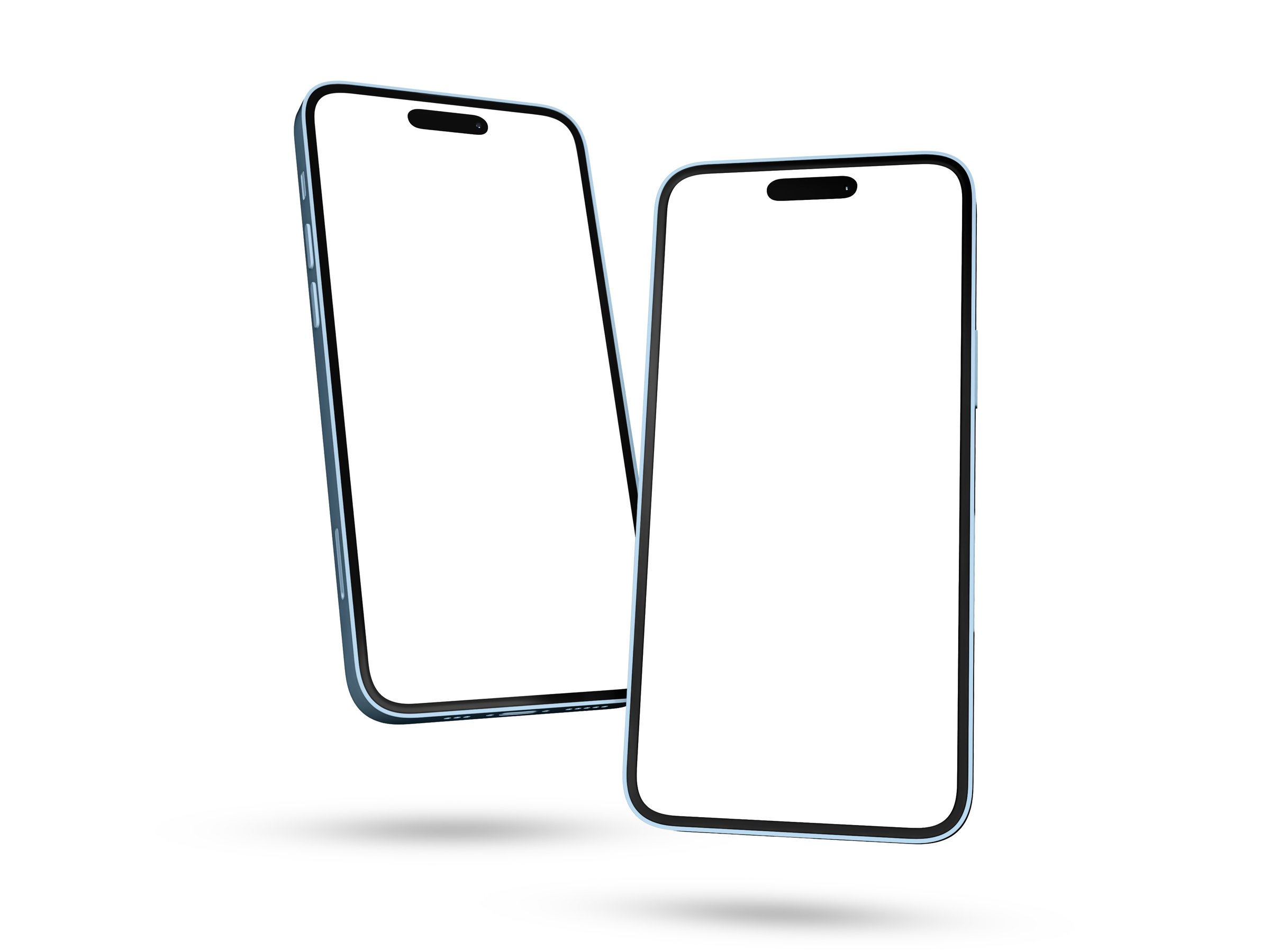 New smartphone iphone 14 pro max mockup with blank screen isolated on white background